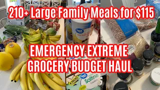 $115 EMERGENCY EXTREME GROCERY BUDGET HAUL 2021 | 210 LARGE FAMILY MEALS for ONE WEEK!!!