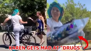 Karen Confronts Woman Selling "Drugs" On A Bike