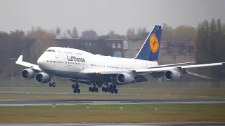 RARE!! Lufthansa Boeing 747-400 [D-ABTL] Crosswind Landing at Berlin Tegel Airport [Full HD]
