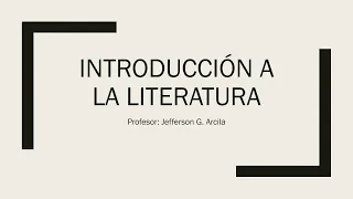 Introducción a la Literatura (Clase Virtual de Literatura)
