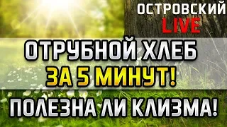 ОТРУБНОЙ ХЛЕБ ЗА 5 МИНУТ! ПОЛЕЗНА ЛИ КЛИЗМА! Когда пить жирный коктейль. Островский Live. Питание.