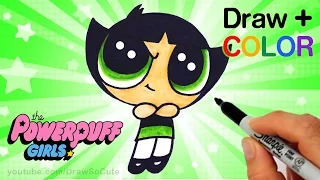 How to Draw + Color Buttercup from Powerpuff Girls step by step Easy