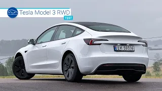 Test av Tesla Model 3 med bakhjulsdrift (2024-modell): Sinnssykt lavt forbruk!