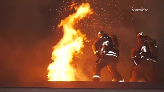 LAFD Battle Ripping Greater Alarm Structure Fire | Los Angeles