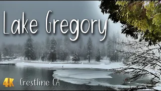 Snow views Lake Gregory CA in 4K