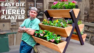 DIY Tiered 5 box planter- Low Cost High Profit - Make Money Woodworking