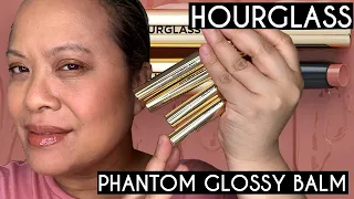 HOURGLASS Phantom Volumizing Glossy Balm | Try on 4 Shades in Trace, Slip, Thrill and Haze