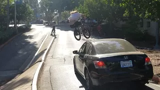 INSANE moving car jump!!!  6 y/o shreds San Diego BMX day Monster Street Series 2017