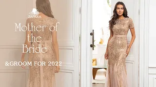 ZAPAKA 2022 Champagne Sequins Mother of the Bride Dress