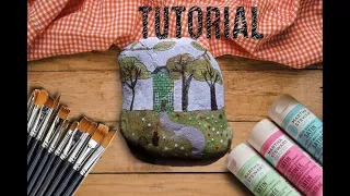 How to paint Autumn landscape || Rock painting