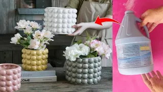 IDEIA 💡 GENIAL USANDO GARRAFA PLÁSTICA – COMO FAZER  VASO DECORATIVO COM GARRAFA PLÁSTICA E GESSO