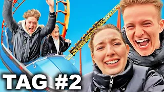 Wer länger im Freizeitpark aushält, gewinnt 🤯 (1000€ Challenge) ft. Chrissi, Calvin & Sasette