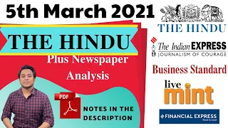 The Hindu Analysis 5th March 2021 by Sahil sir #thehindutoday #upsc2021