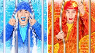 🔥❄️HOT VS COLD PRISON CHALLENGE || Extreme Hacks How To Sneak Anywhere By 123GO! SCHOOL