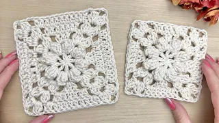 Square de croche flor com crescimento infinito/Quadradinho de croche flor 3D/Infinity granny square