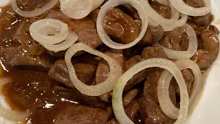 HOW TO COOK BEEF LIVER STEAK WITH ONIONS  ADOBONG ATAY SA BAKA