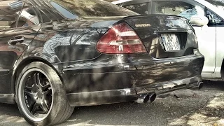 E55 AMG Kompressor Exhaust Sound (muffler delete, cat delete, resonator delete).