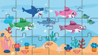 Детская песня Baby Shark Собираем пазл картинки из фрагмента песни