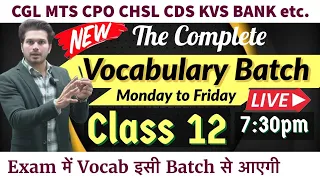 Class 12 The Complete Vocabulary Batch on YouTube by Jaideep Sir|CGL CPO CHSL MTS CDS..for all exams