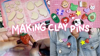 how i make clay pins 🍄 | air dry clay