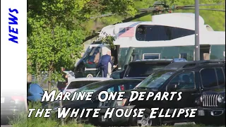 Marine One departs from the Ellipse as the President leaves the White House for a weekend away.