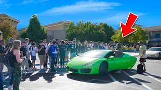 Picking Up Little Sister from High School in LAMBORGHINI!