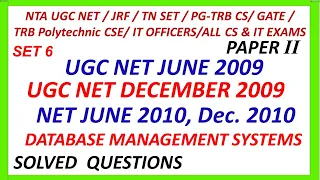 Database | DBMS | UGC NET Solved Questions | NTA UGC NET CS | TN SET | Vishnu CS SETNET Education