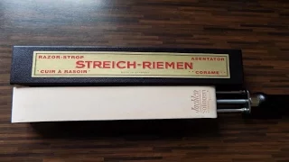 Rasur - Pur ! Spannriemen Streichriemen Rasiermesser Messer schärfen abledern Nassrasur Solingen