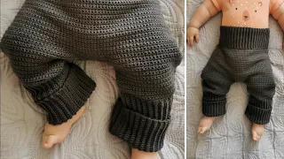 Crochet baby pants / вязание крючком. штанишки с резинкой для малыша / Tejer / pantalon pour bébé