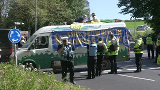 G7: At least 3 detained near St Ives after protesters block main road from summit venue