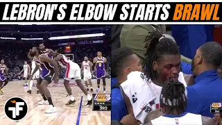 HUGE LAKERS-PISTONS BRAWL | Isaiah Stewart takes elbow from LeBron James 😳