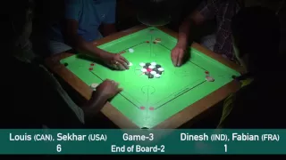 US OPEN CARROM GRAND SLAM 2016: Doubles SemiFinals 1 - Game 3