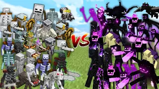 ALL SKELETONS vs ALL ENDERMEN in Minecraft Mob Battle