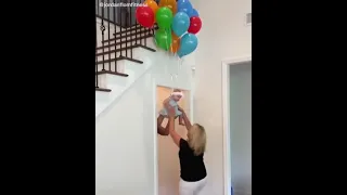 daddy makes child fly with helium baloon | Mummy shocks #shorts