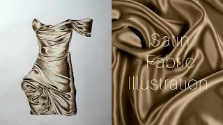 Golden satin illustration tutorial/Asal Fashion art آموزش جنسیت سازی ساتن طلایی