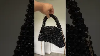 Balenciaga hourglass beaded bag | sac en perles noires brillantes | handmade | fait-main🌸❤️