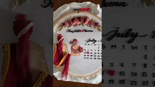 Wedding embroidery hoop art ♥️making groom pagri and bridal saree  #art  #couple #short