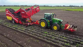 Aardappels rooien | John Deere 6215R + Grimme SE 150-60