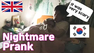 [AMWF]Sleeping scare on my Korean boyfriend | It was scary babe ...  | Emotional Reaction