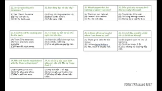 TOEIC Listening 2023 Part 2 có đáp án chi tiết #1