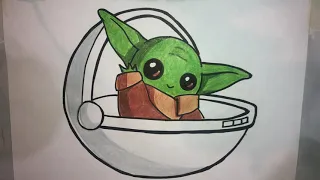 CoMo DiBuJaR a BaBy YODA , GrOgU  from StAr WaRs, El ManDaLoRiAn, (GRATIS PDF descargable)