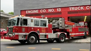 DCFD Engine 13 Truck 10 Responding to a fire alarm