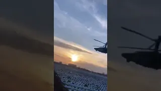 Low-flying Russian Ka-52 attack helicopter in Donbas region