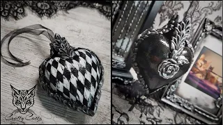 Victorian Vintage Style ~ Black Checker Rose Ornament