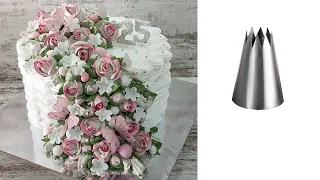 Quick CAKE decorating "BASKET with ROSES" with the SIMPLEST Pastry Nozzles! ITALIAN MERINGUE!