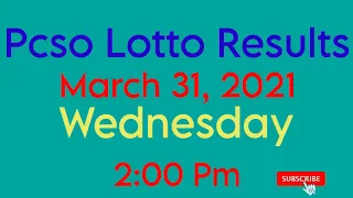 Pcso Lotto results March 31, 2021 2:00 Pm | 2D lotto | 3D lotto