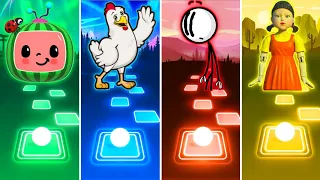 Cocomelon Baby Shark - Chicken Song - Henry Stickman - Squid Game | Tiles Hop EDM Rush