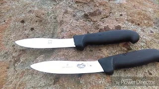 Mobile farm butchering ICEL knife and Victorinox knife both lamb Skinner knives