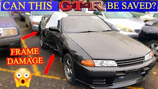 I FOUND THIS TOTALED NISSAN SKYLINE R32 GT-R AT THE SALVAGE AUCTION.  CAN IT BE SAVED?