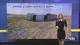 Truck driver continue their travels through harsh Kansas winds